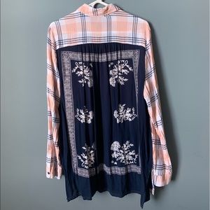 Free People Silk Black Button Up